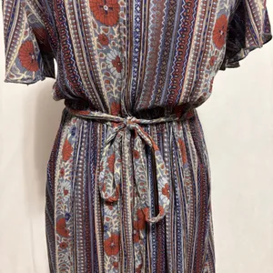 Patrons of Peace Maxi Dress Womens S Blue Floral Faux‎ Wrap Festival Boho thumbnail 5