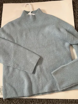 Abercrombie & Fitch Light Blue Ribbed Mock Neck Sweater thumbnail 1