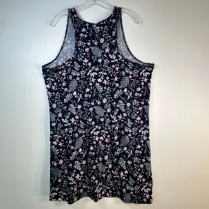 Laura Ashley Navy Blue Floral Sleeveless Tank Dress XL Pink Botanical Print thumbnail 2