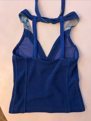 Free People One Call Away Royal Blue Open Back Strappy V Neck Halter Top XS thumbnail 6