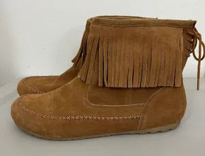 Makalu Canyon Fringed Suede Moccasin Ankle Boots Women 10 Boho Western Festival thumbnail 1