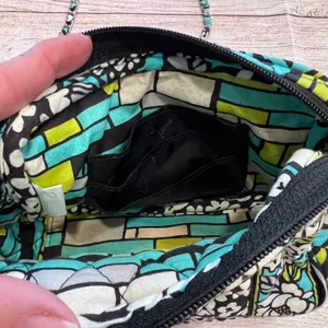 Vera Bradley Floral Quilted Cotton Mini Crossbody Bag Blue White Chain Strap thumbnail 10