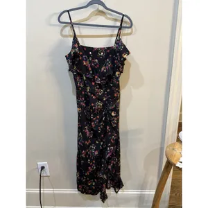 Veronica Beard Monica Silk midi dress Black Multi Floral Size 8/10 Sundress thumbnail 3