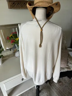 Vineyard Vines Kentucky Derby Cream navy 100% Cashmere crew neck sweater XL thumbnail 7