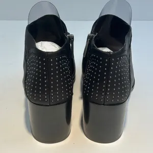 1.STATE Jelin Black Waxy Leather Studded Block Heel‎ Ankle Booties JELIN 9M thumbnail 11