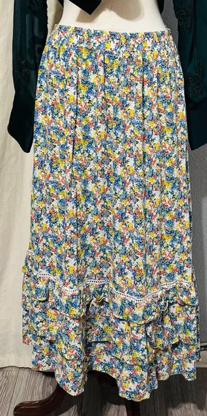 Cynthia Rowley Vintage‎ Floral Cottagecore Bohemian Layered High Waist Skirt M thumbnail 1