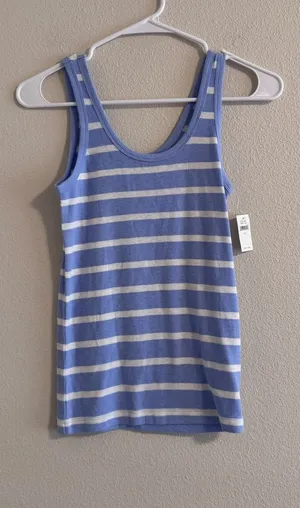 NWT aerie Blue and White Striped Scoop Tank thumbnail 1