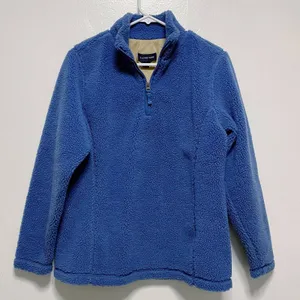 Lands' End Blue Teddy Half Zip Pullover Jacket thumbnail 1