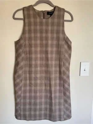 NWT Banana Republic Plaid Shift Mini Sleeveless Dress Brown Tan Women’s Size 6 thumbnail 3