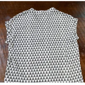 Pleione‎ Short Sleeve Blouse w White/Black Geo Pattern Dolman Sleeves Career - M thumbnail 9