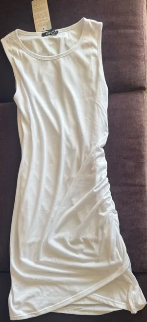 Women Sleeveless Tank Short Casual Ruched Bodycon wedding gender reveal. Small thumbnail 1