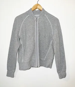 Lululemon On Repeat Heatered Core Light Gray Zip-Up Bomber Jacket thumbnail 1