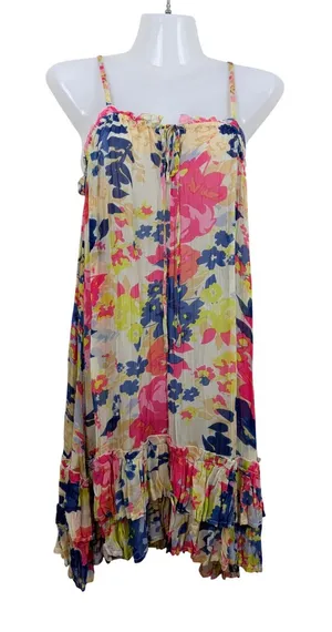 ASOS Womens Floral Babydoll Sundress Pink Blue Yellow Tiered Ruffle Size 6‎ thumbnail 1