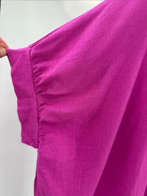 Umgee Fuchsia Button-Down Shirt with Frayed Placket XL oversized linen blend thumbnail 6
