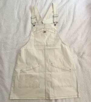 Cute Dickies Off-White Twill Bib Skirtall big pockets Overall Dress thumbnail 5