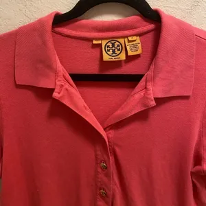 Tory Burch Pink Short Sleeve Polo Shirt With Gold Logo Buttons thumbnail 3