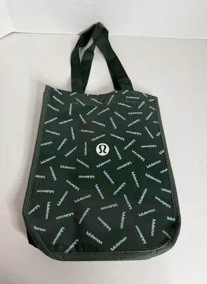 LULULEMON ATHLETICA Reusable Shopping Tote bag Dark Green White Logo Like new thumbnail 1