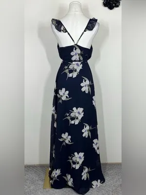 Lulus All Mine Navy Blue Floral Print High-Low Wrap Maxi Dress thumbnail 2