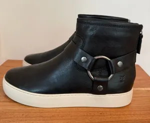 Frye Lena Harness Bootie Black Leather Platform Sneaker 8.5 NWOB thumbnail 1