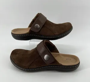 Clarks Women 7 Laurieann Strap Clog Taupe Brown Suede Slip On Casual Lightweight thumbnail 7
