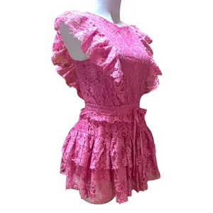 Idem Ditto Layered Lace Romper Mini Dress Pink Small thumbnail 7
