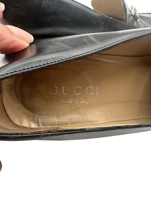Gucci Size 9.5 Leather Block Heel Loafers Metal Buckle Details Black thumbnail 12