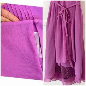 NWT White House Black Market 14 Pink Pleated Chiffon Midi Dress Hi Low Formal thumbnail 7