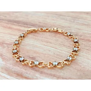Golden Time Gold-plated Double Heart Bracelet with Cubic Zirconia thumbnail 5