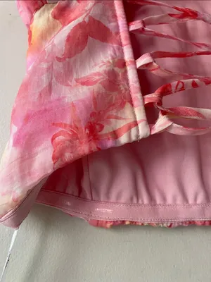 Lulus Eulalia Pink Floral Lace-Up Strapless Bustier Midi Dress thumbnail 10