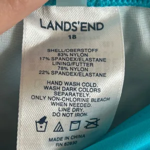 Lands' End Womens Plus Size‎ 18 Teal Blue Ruffle Swim Skirt Attached Brief thumbnail 4