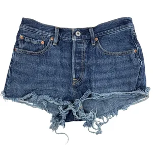 Levi’s 501 Blue Denim Distressed Cut-Off Raw Hem Button Fly Jean Shorts Size 27 thumbnail 1