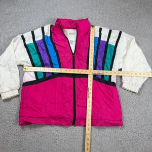 Vintage 90s Slade Colorblock Windbreaker Jacket Pink Teal Purple Retro Nylon M thumbnail 2