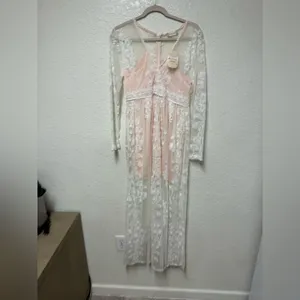 Altar'd State Ivory/Nude Lace Dress Size Medium thumbnail 6