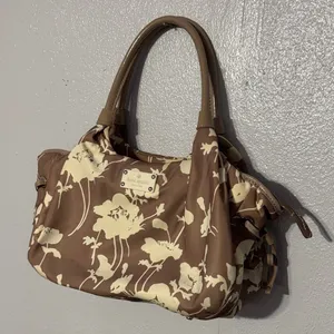 Chic Kate Spade Neutral Floral Nylon Leather Hobo Bag Shoulder Purse Trendy thumbnail 6