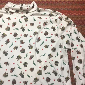 VINTAGE TEDDY BEAR TURTLE NECK LONG SLEEVE Red Size XL thumbnail 1