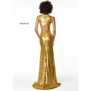 Sherri Hill Style 51364 Gold Sequin Gown‎ Size 8 NWT Retail $698 thumbnail 3