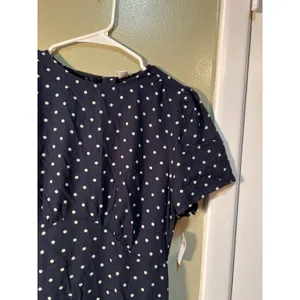 Old Navy Women's Size Medium Crepe Mini Dress Navy Blue White Polka Dots Short thumbnail 5
