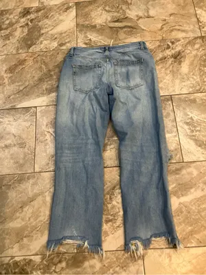 Free People We The Free Maggie Mid Rise Straight Leg Distressed Jeans Blue 27 thumbnail 7