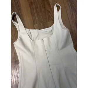 Maeve Anthropologie 90s Faux Leather Cream Mini Tank Dress Classic Minimalist thumbnail 5
