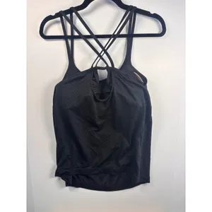 Athleta Womens(2)Bundle Strappy Back Tank Top Built-In Bra Black Gray Size‎ L thumbnail 3