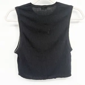 Free People Womens Intimately Ball Chain Trim Edgy Boho Ribbed Crop Top Black M thumbnail 4