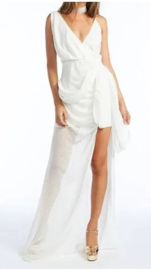 Anthropologie Lioness swiss‎ dot white surplice maxi dress medium bridal wedding thumbnail 1