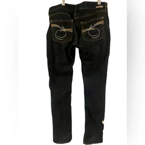 Y2K Low Rise Dark Blue Denim Jeans Early 2000's 32/32 Festival Western Indie thumbnail 4
