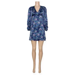 AMUR Steph Mini Dress, Azure Abstract Floral Print, 0 (US) thumbnail 9