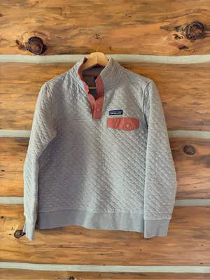 Patagonia Organic Cotton Quilt Snap-T Pullover Gray/Rust Pullover Sweatshirt SM thumbnail 2