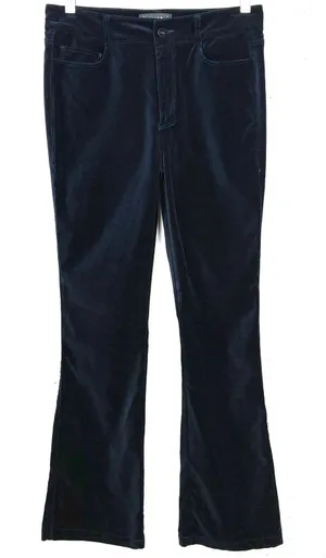 Paige High Rise Bootcut Pants Zip Fly & Button Closure Deep Navy Velvet Size 27 thumbnail 1