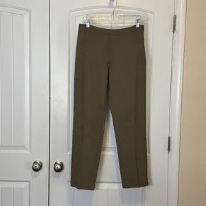 Eleven Luxe Dress Pants 10 Brown Micro Houndstooth High Waist Straight Leg Zip thumbnail 2