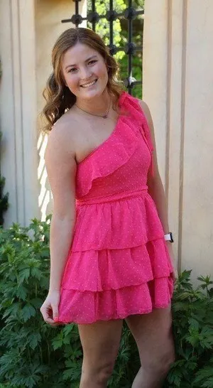 Showpo Pink One Shoulder Dress thumbnail 1