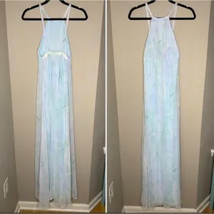 Show me your Mumu halter Maxi dress SMALL baby blue bridesmaid sleeveless thumbnail 3