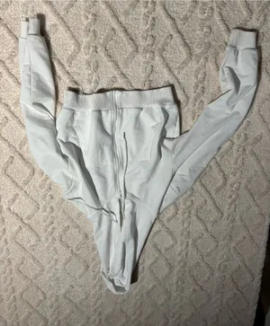 White cropped hoodie zip up medium thumbnail 1